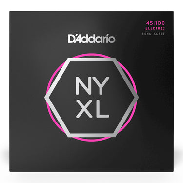 D'Addario NYXL45100 4 String Long Scale Nickel Bass Strings - Regular Light (45-100) guitar strings photographed at Interstellar Guitars in San Antonio, TX
