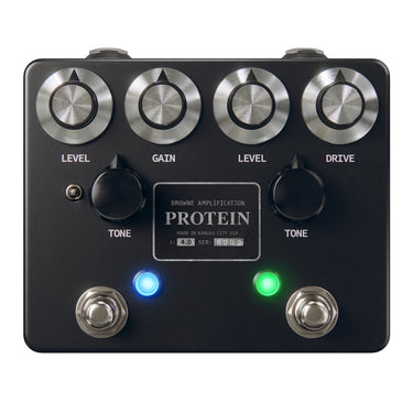 Browne Amplification Protein Dual Overdrive V4 - Black effect pedal photographed at Interstellar Guitars in San Antonio, TX