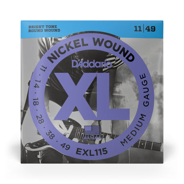 D'Addario EXL115 XL Nickel Electric Guitar Strings - 11-49 Medium guitar strings photographed at Interstellar Guitars in San Antonio, TX