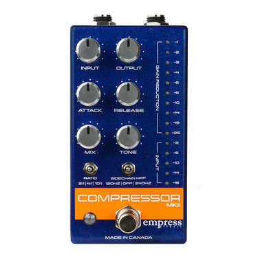 Empress Effects Compressor MKII - Blue Sparkle effect pedal photographed at Interstellar Guitars in San Antonio, TX