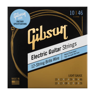 Gibson Brite WIre 'Reinforced' Electric Guitar Strings, 12-String - Light Gauge (10-46) guitar strings photographed at Interstellar Guitars in San Antonio, TX