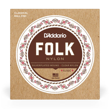 D'Addario EJ32C Ball End Silver-WOund Folk Nylon Classical Guitar Strings - Normal Tension guitar strings photographed at Interstellar Guitars in San Antonio, TX