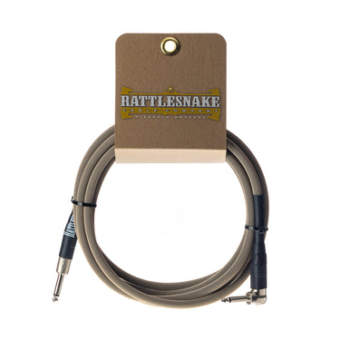 Rattlesnake 10' Instrument Cable Straight/Right Angle - Dirty Tweed cables photographed at Interstellar Guitars in San Antonio, TX