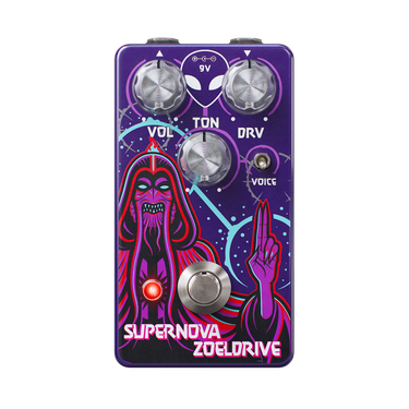 Interstellar Audio Machines Supernova Zoeldrive effect pedal photographed at Interstellar Guitars in San Antonio, TX